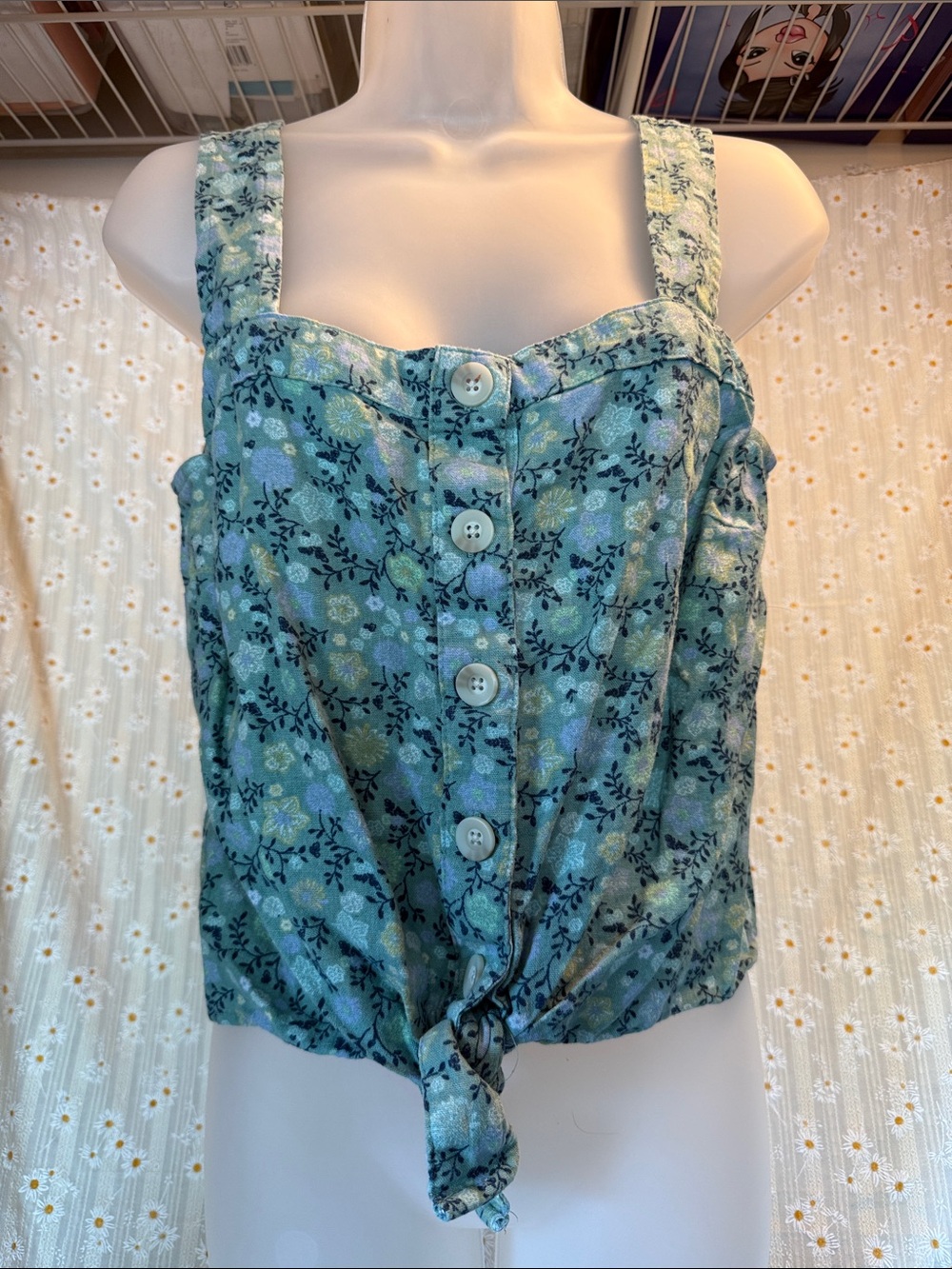 Sonoma Green Floral Tie-Front Camisole